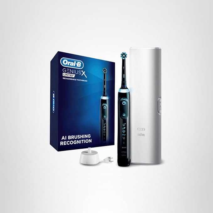 Oral-B Genius X Limited Rechargeable Electric Toothbrush with 1 Replacement Brush Head, Travel Case, Midnight Black