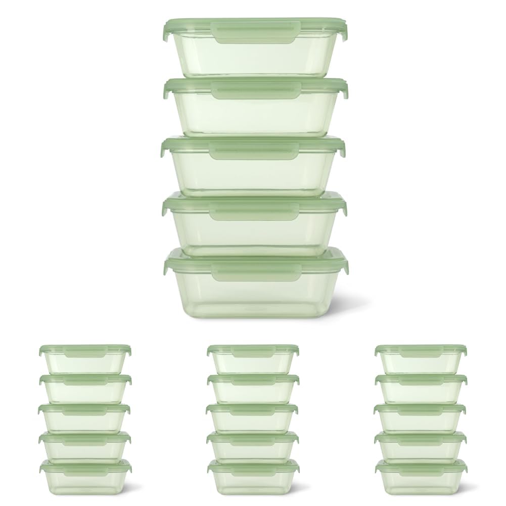 Ello Snap &amp; Nest 4.5 Cup Plastic Set, 10 Piece, Sage, Meal Prep (Pack of 4)