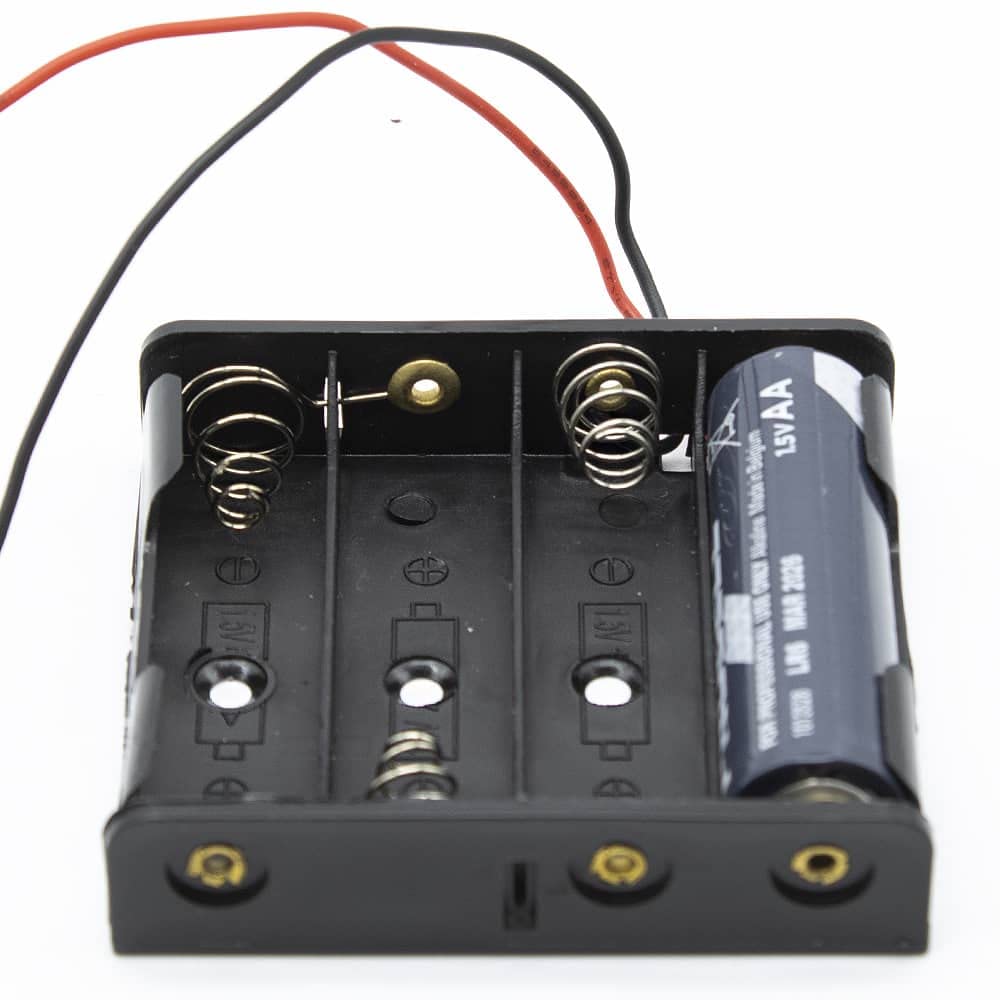 CABLEPELADO Portabatteria piatto | Portabatteria AA | Include cavo da 200 mm | Tensione Totale: 6 V (1,5 V per batteria) | Adatto per 4 batterie LR6 AA (FR6, HR6, LR6)