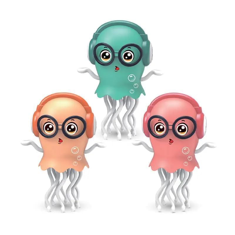 Image of Dancing Jellyfish Baby Toy, Electric Crawling Jellyfish Toy, Crawling Toy with Light and Sound - Interactive Tummy Time Toys for Boys Girls Birthday Gift (Orange /Multicolor)