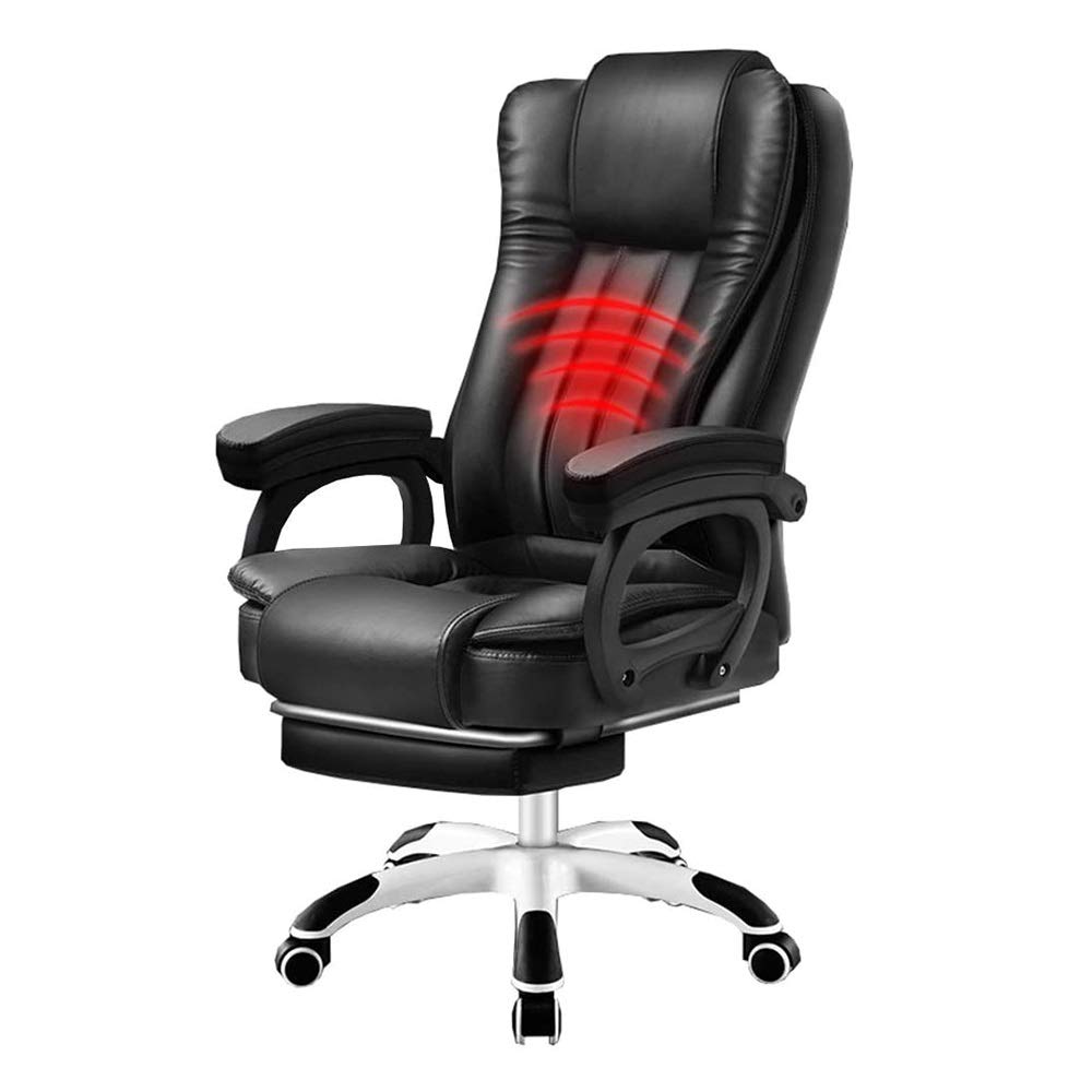 Silla de oficina ergonómica Silla ejecutiva con capacidad de 150 kg Silla de oficina ergonómica con acolchado adicional y masaje Silla reclinable de cuero sintético con reposapiés Silla de escritorio
