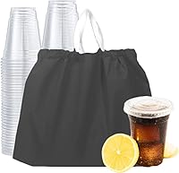 Vista 1 de 50 bolsas de plástico con asas resistentes al agua, resistentes para llevar, bolsa de transporte para alimentos, para restaurantes, comestibles