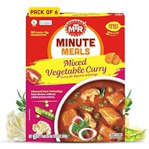 MTR Minute Meals Mixed Vegetable Curry - Ready-to-Eat Assorted Vegetables in Authentic Indian Curry - Tasty & Wholesome Meal - Microwaveable, Nutritious & Delicious - Vegetarian-Friendly - Pack of 6