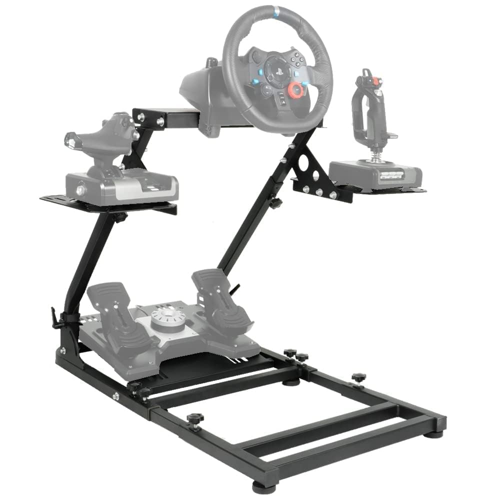 Gazzyt Adjustable Racing Wheel Stand and Flight Game Stand Fits Logitech X52,X52PRO,X56 Thrustmaster T16000 Racing simulator cockpit Hotas Warthog without steering wheel, pedals, joystick and seat