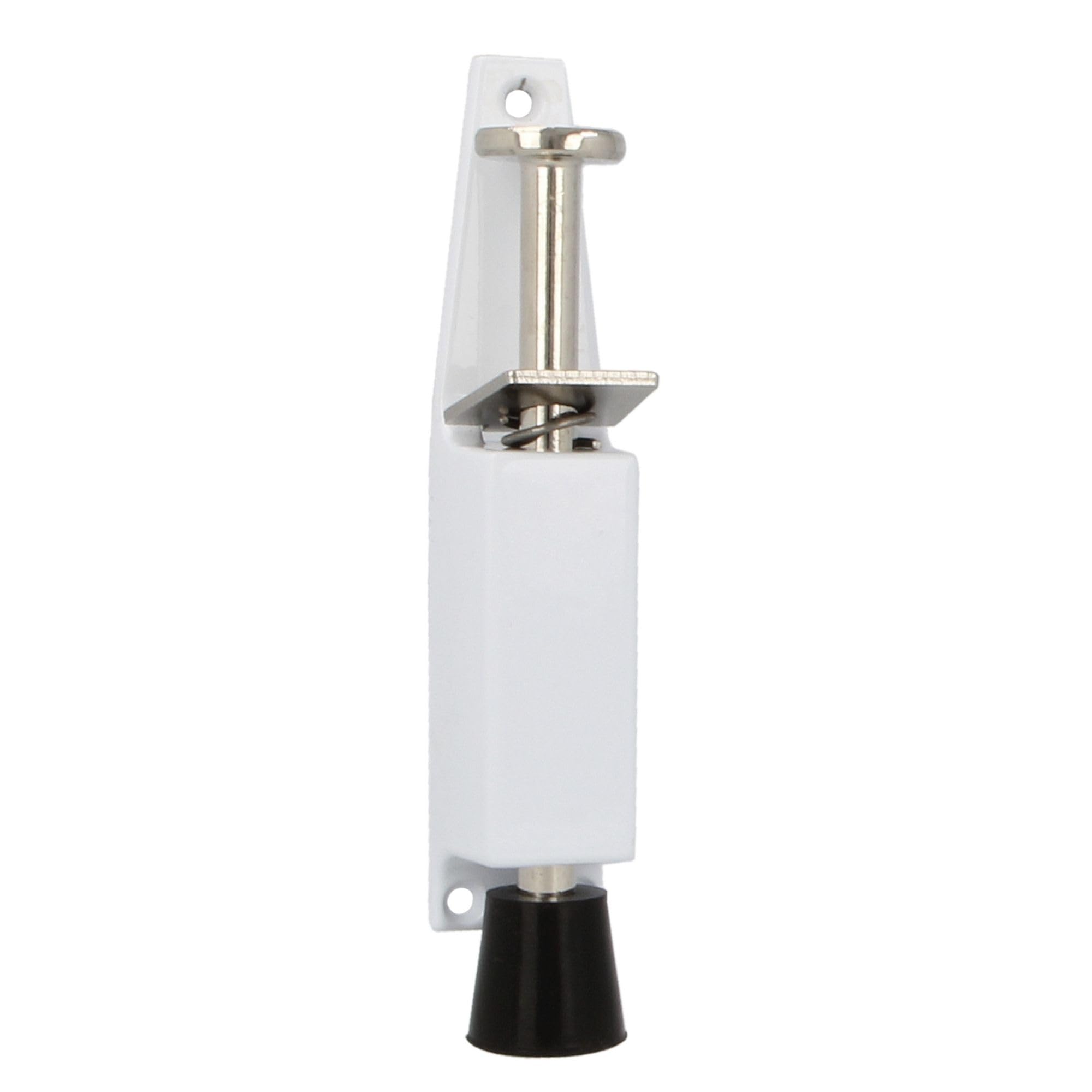 Amig White - Rubber Foot Retainer Mod.10 For Holding And Keeping Doors Open | Zamak Vertical Stop | Anti Carrier | Measurements: 120 X 25 Mm | Travel: 28 Mm |