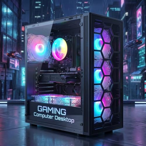 Image of STGAubron Gaming PC Desktop Computer, Intel Core i7 up to 3.9GHz, GeForce RTX 3050 6G, 32GB RAM, 1TB SSD, WiFi 6, BT 5.0, RGB Fan x6, Windows 11 Home