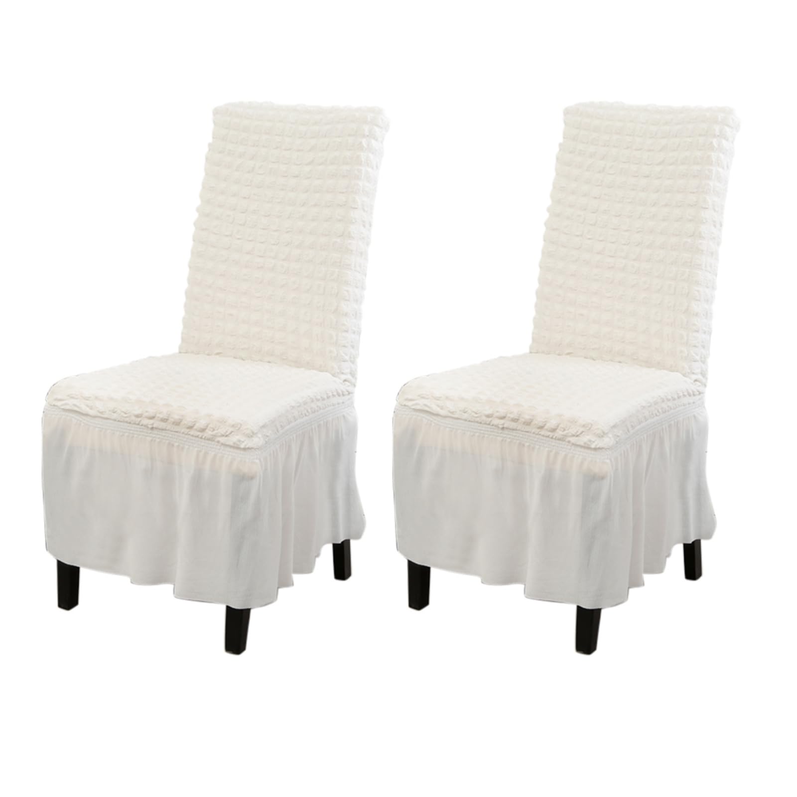 Rakila Stretch Washable Chair Covers for Dining Room Set of 2 Removable Chair Covers with Skirt Kitchen Chair Protector Cover (White, 2 Pack)