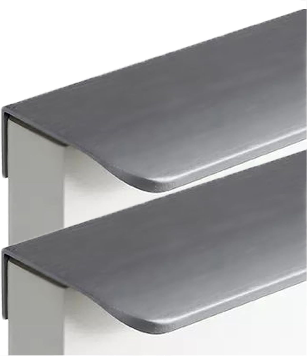 DFHEsdfD Concealed Drawer Handles, Aluminum Alloy Kitchen Handles Finger Edge Pull DrawerHandles Furniture Knobs Grey 2 Pieces(Hole Distance 160mm)