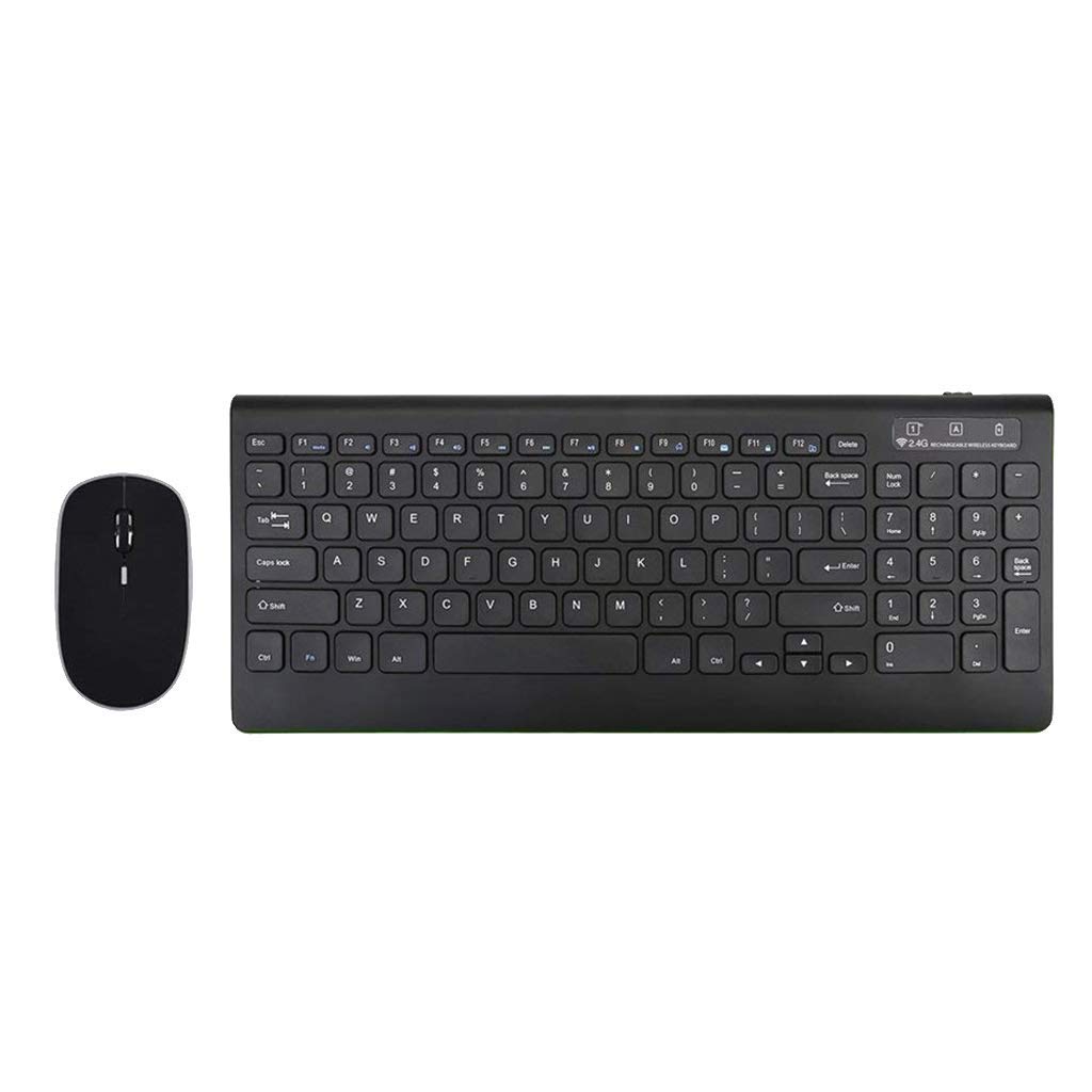 Teclado inalámbrico Bluetooth con ratón óptico de Juego Conector Receptor USB Compacto Negro