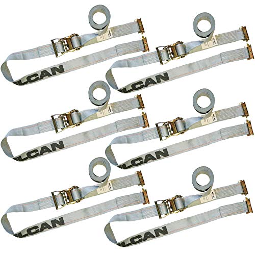 Vulcan Logistic Strap For E Track - Ratchet Style - 16 Foot - 6 Pack - Gray - 1,333 Pound Safe Working Load #TOP19