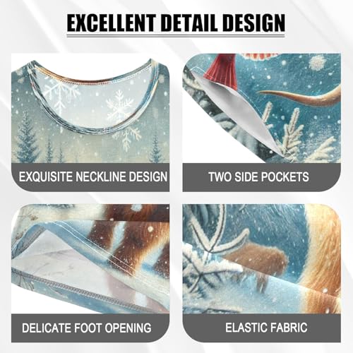 Highland Cow Birds Winter Pajama Set Short Sleeve Nightwear Soft Clothes Set Summer Pajamas Cotton 5Y4