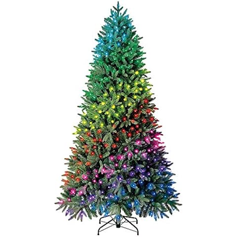 Evergreen Classics 7.5 ft Twinkly Pre-Lit Aspen Pine Quick Set Artificial Christmas Tree, App-Controlled Multi-Color RGB Lights Cover