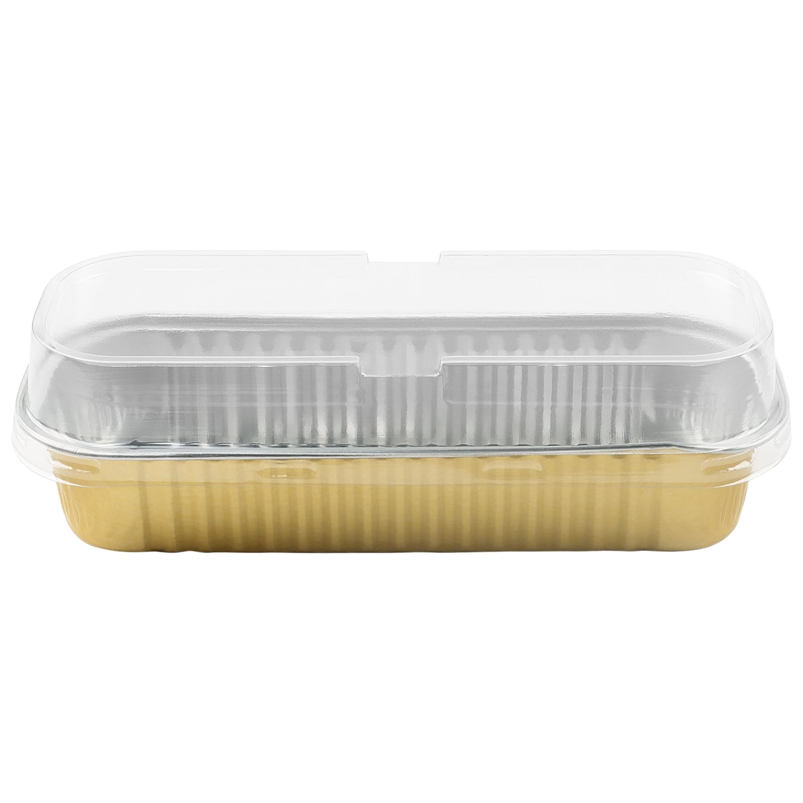 20pcs Aluminiumfolie Brood Pannen Met Deksels Smalle Cake Pannen Rechthoek Bakbekers Liners Containers 200ml