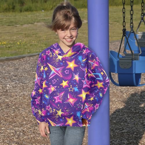 KLL Stars Neon Colorful Fashion Hawaiian Boys Girls Sweatshirts Long Sleeve Hooded Pullover Hoodies with Kangaroo Pocket4