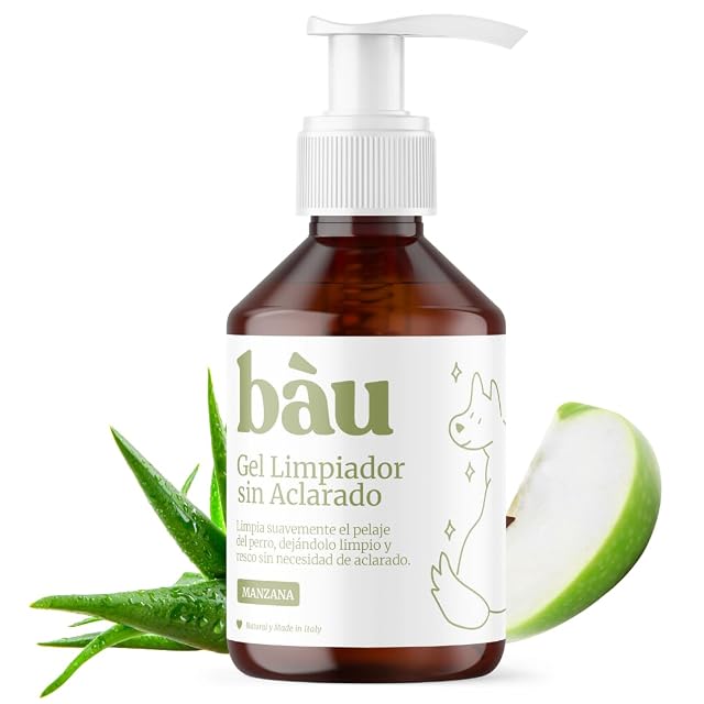 BAU Gel Limpiador sin Aclarado, Champú en Seco para Perros, Higienizante e Hidratante