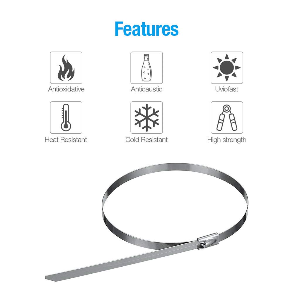 Fascette stringicavo, fascette stringicavo 100 pezzi fascette stringicavo in acciaio inox 4,6 mm fascetta stringicavo autobloccante resistente fascetta stringicavo multiuso fascette stringicavo i