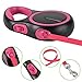 SlowTon Retractable Dog Leash, 16 FT Durable Puppy Walking Leash with Nylon Tape & One Button Brake/Release, 360° Tangle Free Pet Lead for Small Medium Dogs Up to 44 Lbs (Pink)