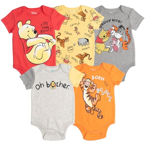 Image of Disney Baby 5 Pack Bodysuits Newborn to Infant Sizes (Newborn - 24 Months)