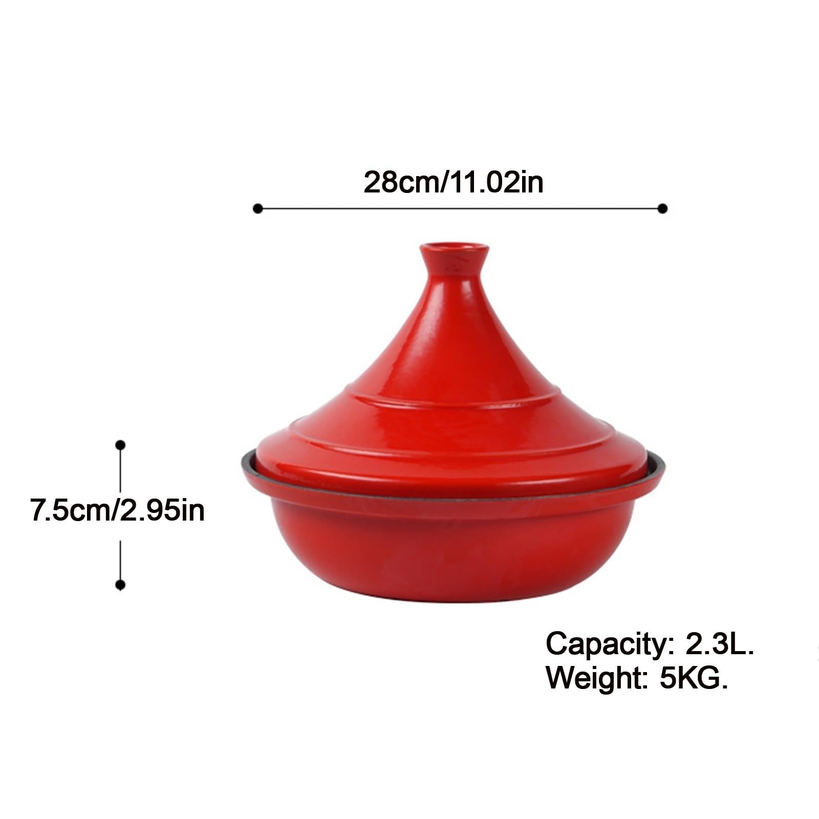 Gusseisen Emaille-Topf Tajine Topf Zum Kochen Tagine Marokko for Herd Und Backofen, Verbessert Den Geschmack for Restaurantqualität(Blau,28cm)