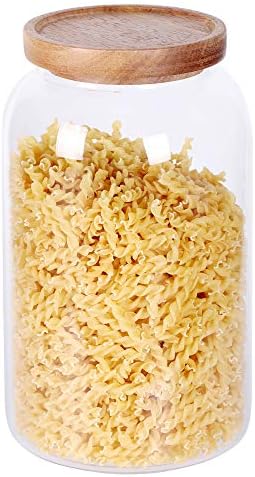 SAIOOL Modern Design Transparent Glass Food Storage jars, Food storage containers glass,100FL OZ(3000ml) Enlarged Thickened with Sealed Wooden Lid to Store Food, herbs, Tea, Easy to Use and Clean