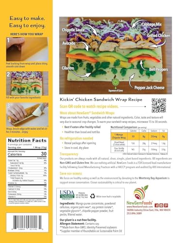 image for NewGem Mango Chipotle Sandwich Wraps, Two-Pack, Gluten Free, Paleo, Ke