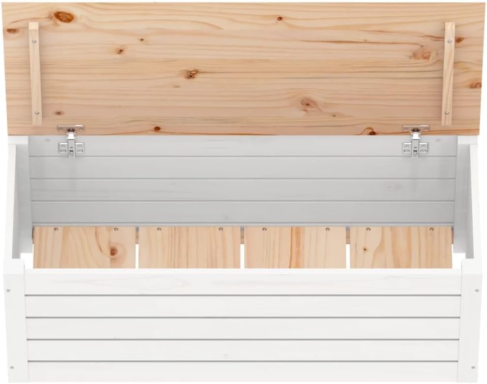 Large White Solid Pine Wood Storage Box Rectangular for Home Organization, Spacious and Durable Indoor Storage Solution with Matte Finish