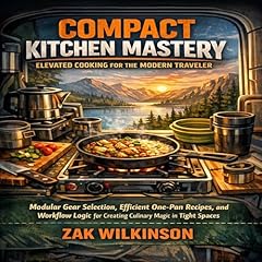 Diseño de la portada del título Compact Kitchen Mastery: Elevated Cooking for the Modern Traveler