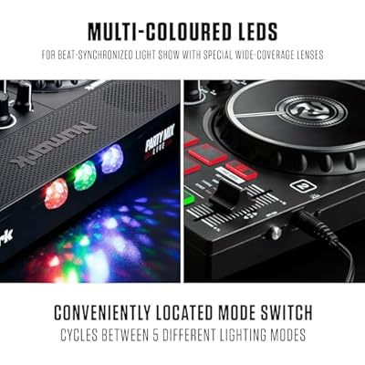Numark Party Mix Live DJ Controller with Speakers, Lights, 2 Decks, Mixer, Audio Interface and Serato Lite