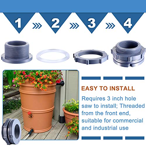image for Outus 2 Inch PVC Bulkhead Fitting Water Tank Connector for Rain Barrel