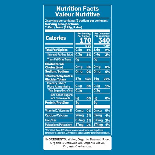 Image of Reganic Organic Basmati Rice with Cloves & Cardamom, USDA Organic, 6g Protein, Aromatic & Fluffy, 100% Recyclable Microwave Pouch Ready in 1.5 Minutes, Gluten-Free Non-GMO, 8.8 oz, Pack of 6