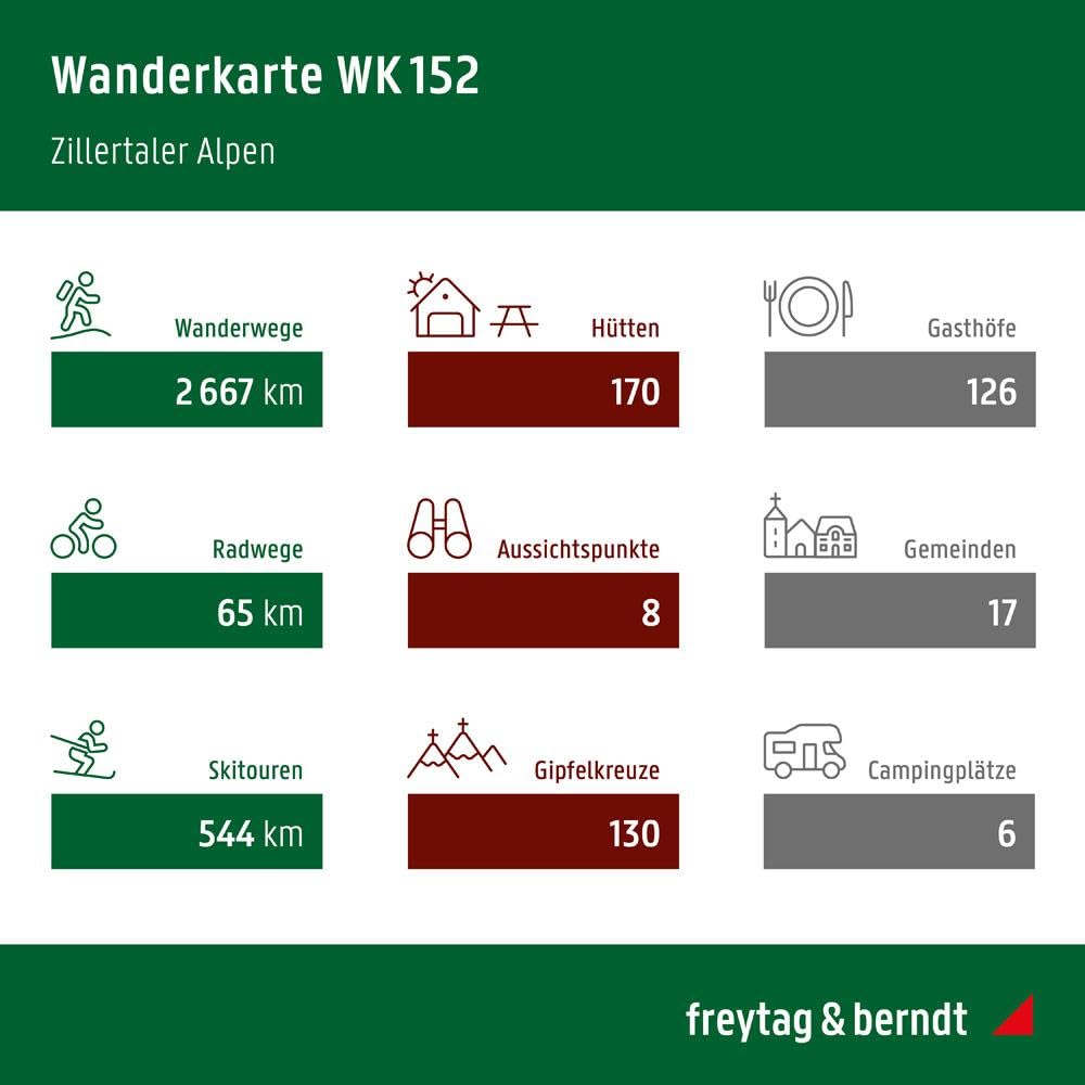 Wk152 zillertaler alpen 1:50k 2023: mit APP, wasserfest und reißfest