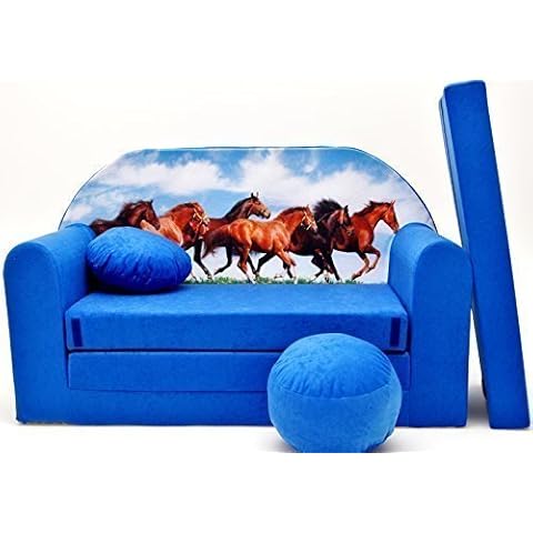 Pro Cosmo Kinder Sofabett + Gratis Polsterhocker und Kissen Kindermöbel Set Cover