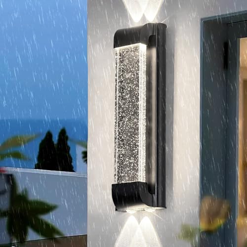 Luminaire mural moderne cristal IP65 en aluminium noir géométrique