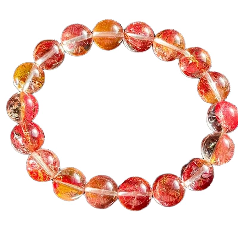 Bracelet en quartz hématoïde naturel 11mm fait main orange LKBEADS