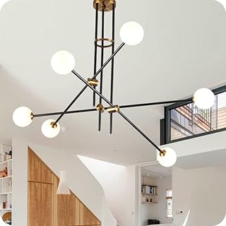 KAPIN Araña Magic Bean Americana Línea Simple Personalidad Creativa Molecular párrafo salón Dormitorio Restaurante Luces Nordicas, Potencia: 6 Cabezas