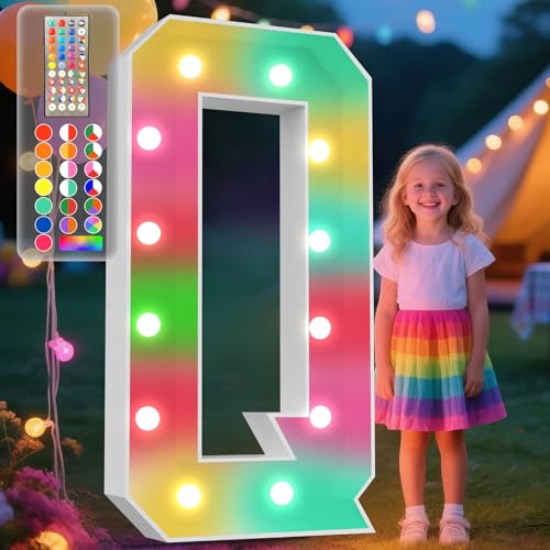 Image of Ledido 4FT Colorful Marquee Light Up Letter Q for Party