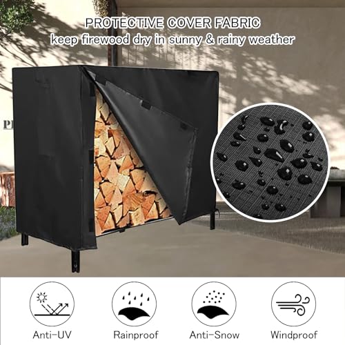 Portalegna da ardere resistente con copertura impermeabile e sfiato, resistente per esterni, per patio, cortile e balcone, resistente alle intemperie, 248 x 35 x 122 cm, design robusto