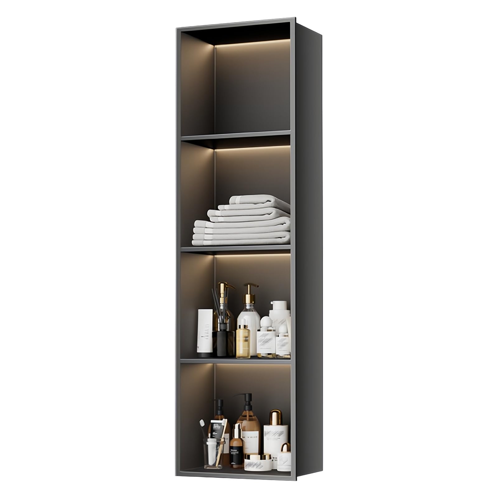 Niche de douche à DEL haut de gamme étagère de rangement en acier inoxydable brossé et durable