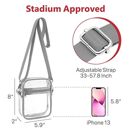Packism Clear Purses For Women Stadium - Clear Bag Stadium Approved Crossbody Bag Adjustable Shoulder Strap For Concerts Sports Festivals Events Game Day, Grey #TOP2