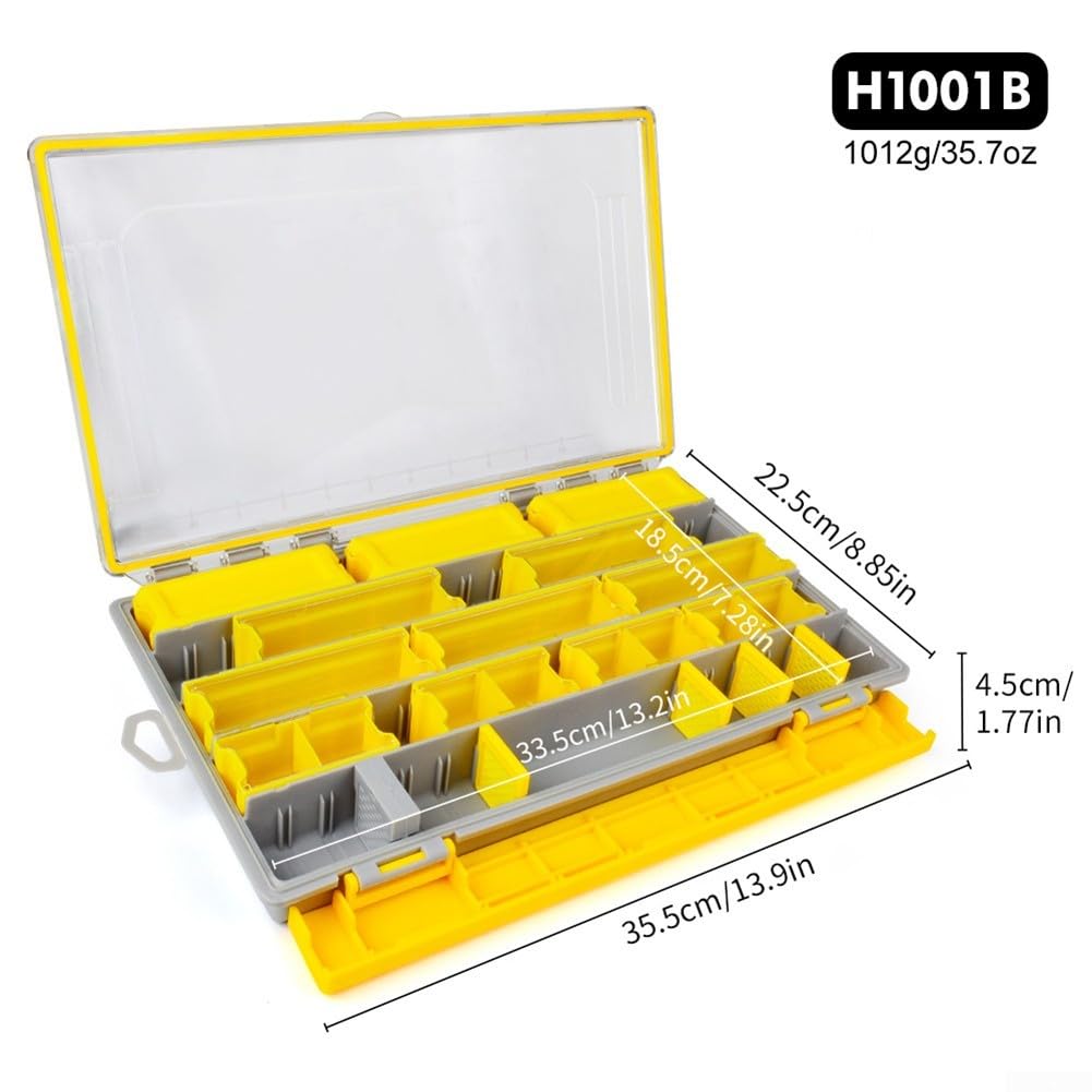 Caja de aparejos de pesca de una sola capa con separadores precortados, tapa transparente, caja de almacenamiento de polipropileno para anzuelos, cebos, plomos, señuelos, contenedor