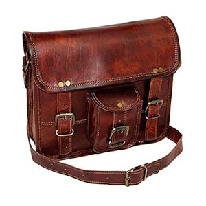 Jaald 11″ kleine lederen messenger bag schoudertas cross body vintage koerierstas voor dames en heren van schooltas mannen portemonnee competible met iPad en tablet