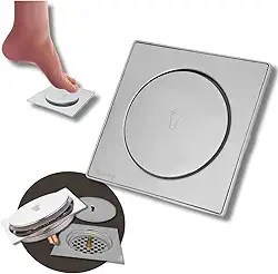 Ralo click inteligente 10x10 em aço inox. Antiodor, anti entupimento e contra insetos. Instalação fácil e design moderno para banheiros e áreas molhadas – Qualidade Premium LNSTORE