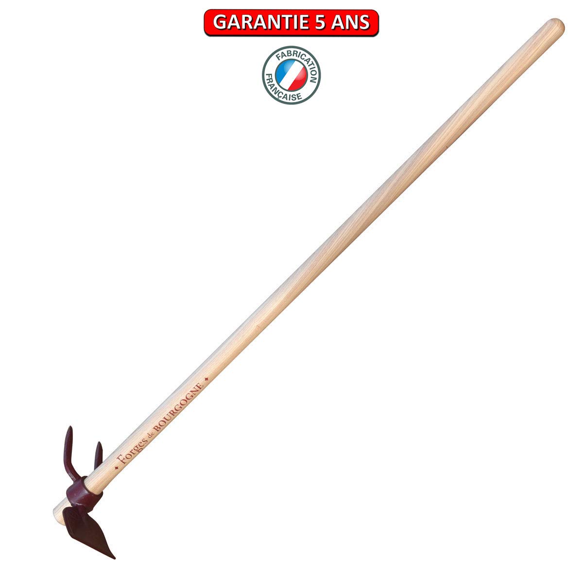 Serfouette Forgée Panne et Fourche Emmanché Droit 100, 26cm Longueur