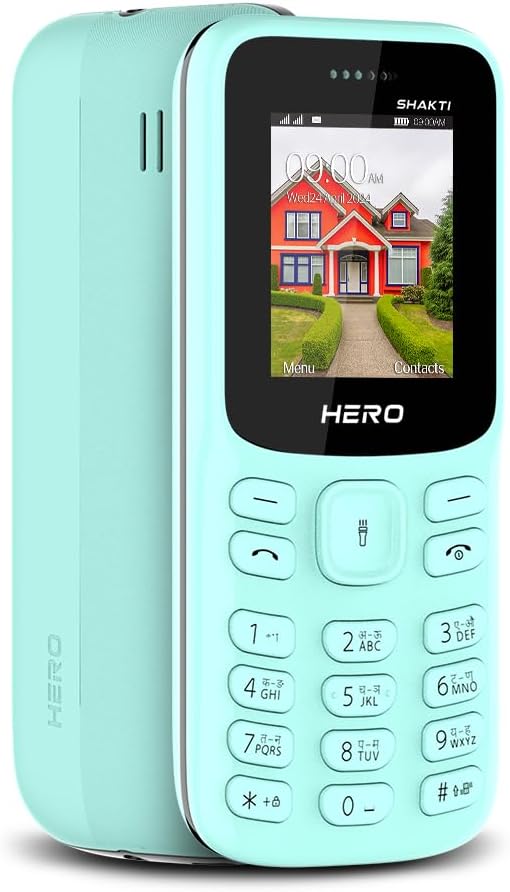 Lava Hero Shakti Dual Sim Keypad Mobile Phone (with Vibration Alert) | 1.8" Display | Super Saving Battery Mode | Stylish Keypad | Sturdy Build | Number Talker | (Mint Green)