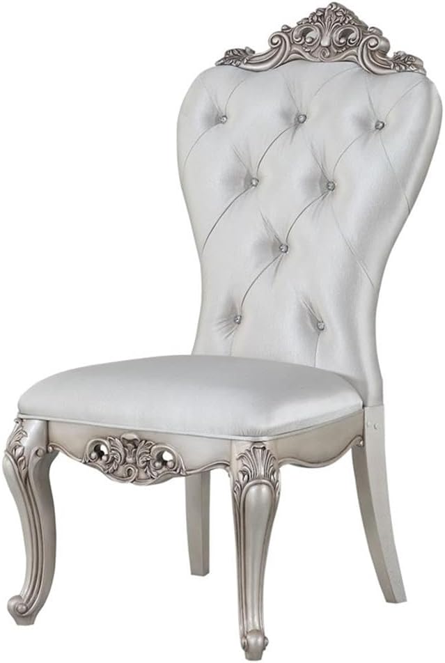 Acme Gorsedd Upholstered Tufted Side Chair in Cream and Golden Ivory Set of 2