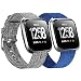 Welltin 2 Pack Bands Compatible with Fitbit Versa/Fitbit Versa 2 / Fitbit Versa Lite for Women Men, Breathable Woven Fabric Strap, Adjustable Replacement Wristband for Fitbit Versa Smart Watch