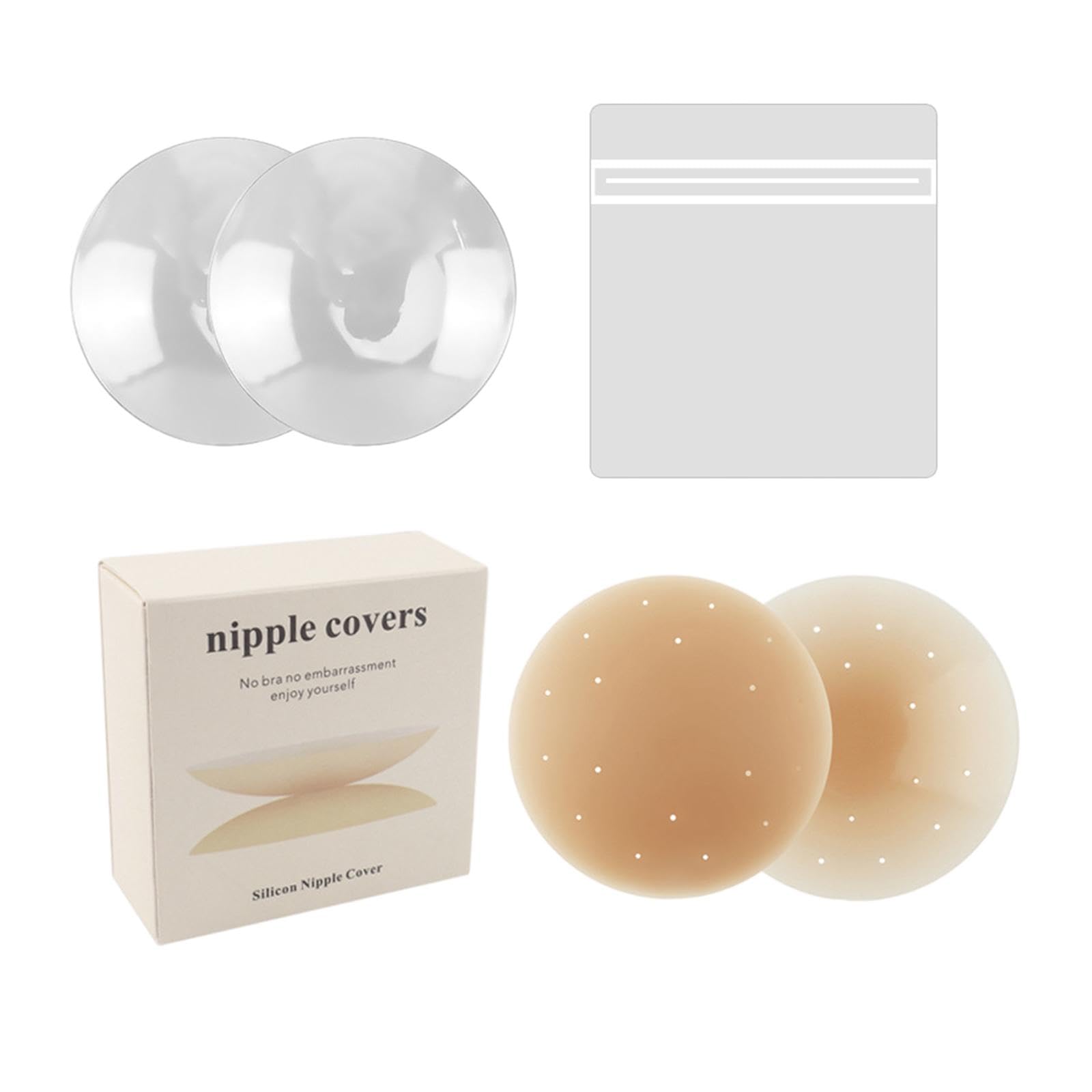Nipple Cover for Women Bra Thin Silicone Nipple Pasties Sticky Breast Covers Dark Beige 7.5cm-image-49