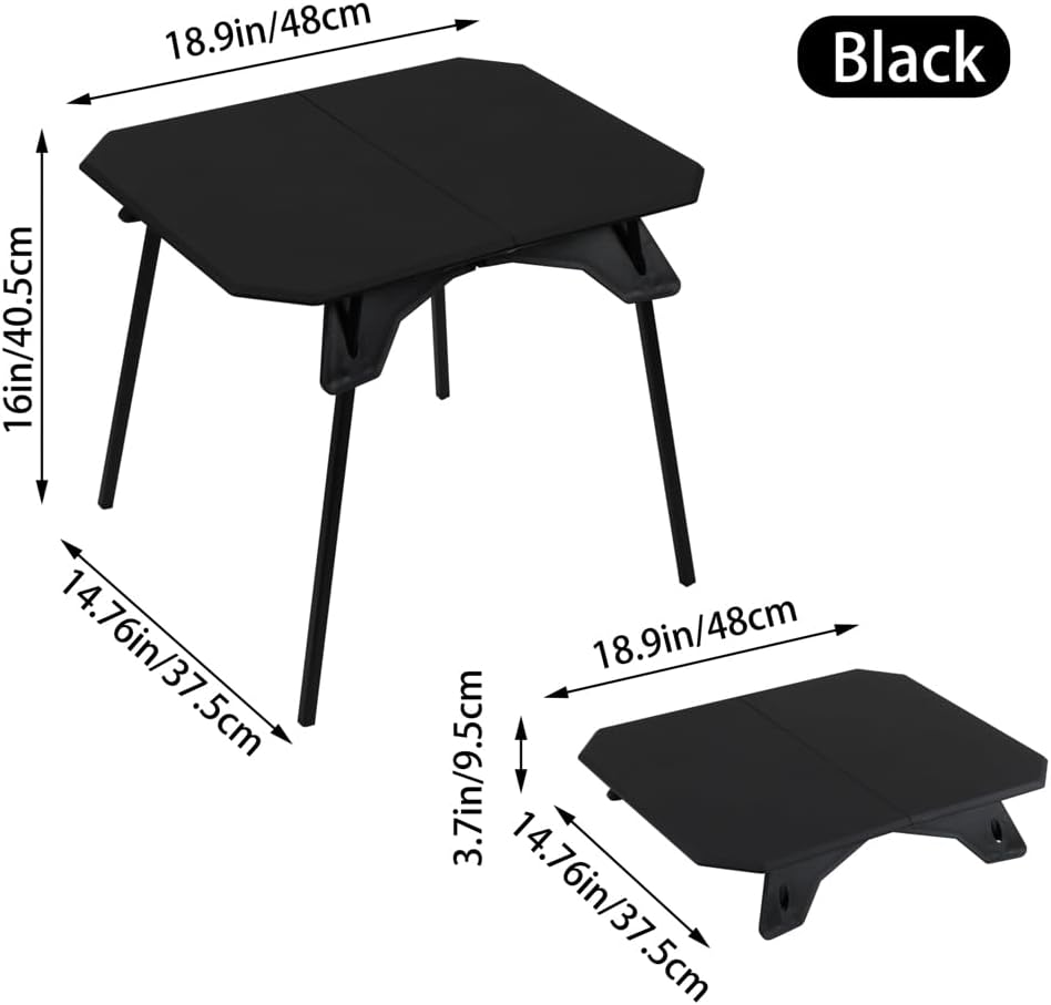 Folding Camping Table,Outdoor Small Portable Aluminum Camp Table with Backpacking Carrying Bag for Camping Beach Picnic Grilling Hiking FishingTravel (Black)