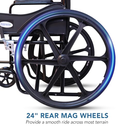 Image of Everactiv Everyday Economy with Attendant Brakes | Foldable Wheelchair with Safety Seat belt | Weight Bearing Capacity 120 kg | Sturdy Frame and Easy Foldable Mechanism