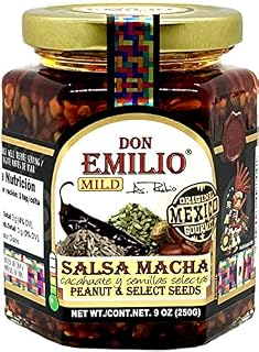 Don Emilio Salsa Macha Premium with Select Seeds 9 oz; Delicious Chili Crisp Oil, Roasted Peppers Spicy Gourmet Macha Sauce, All Natural, Vegan, Keto - MILD 9 oz